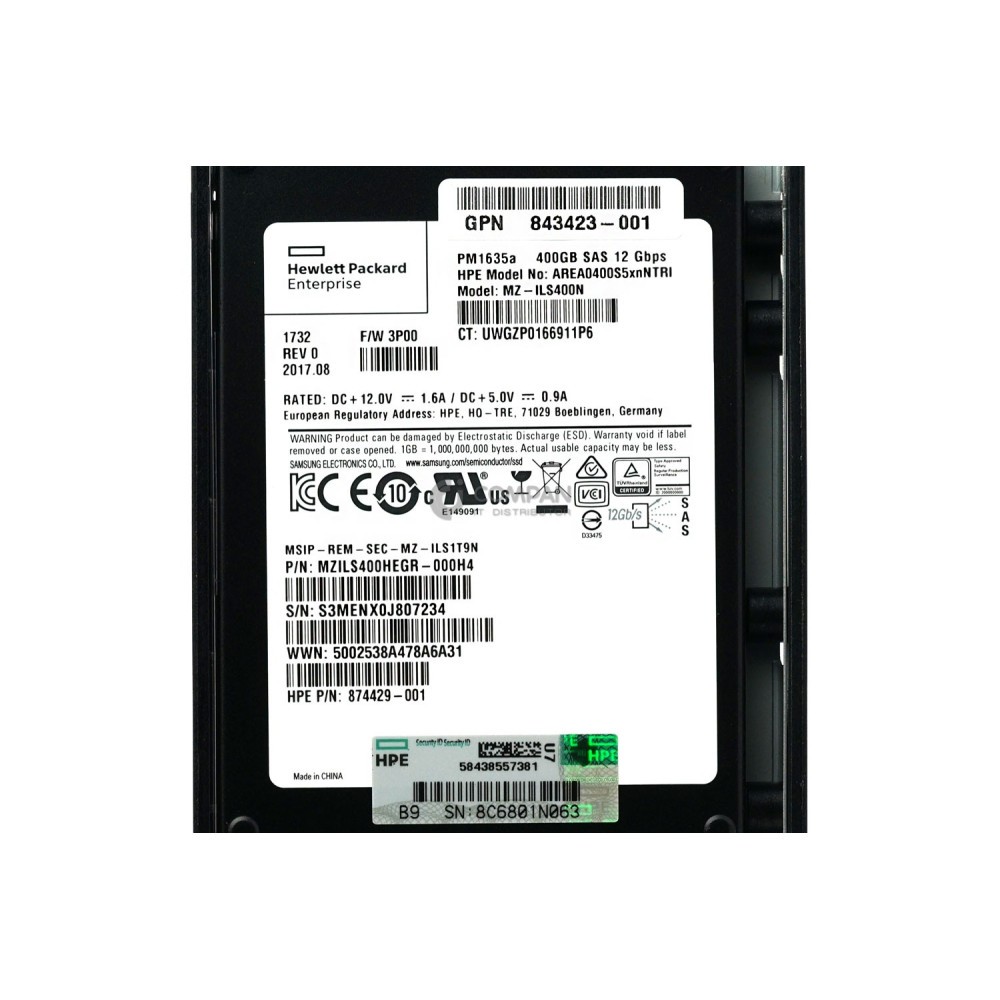 879386-001 HPE 400GB SSD SAS 12G 2.5" SFF FOR 3PAR 8000